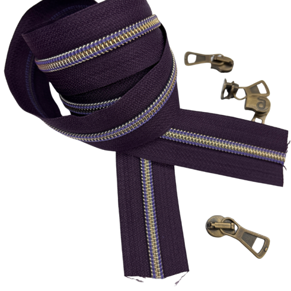 Reißverschluss Pflaume Antikmessing Lila